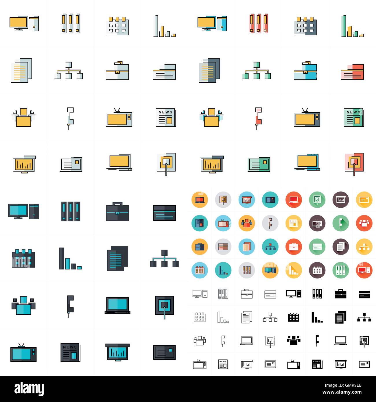 office icons set 7 styles Stock Vector Image & Art - Alamy