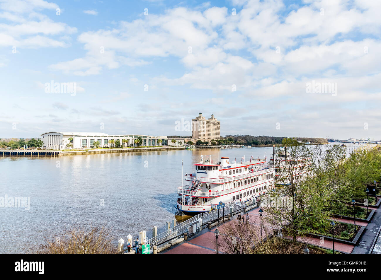 An old fashioned paddle wheel boat on the Savannah River in