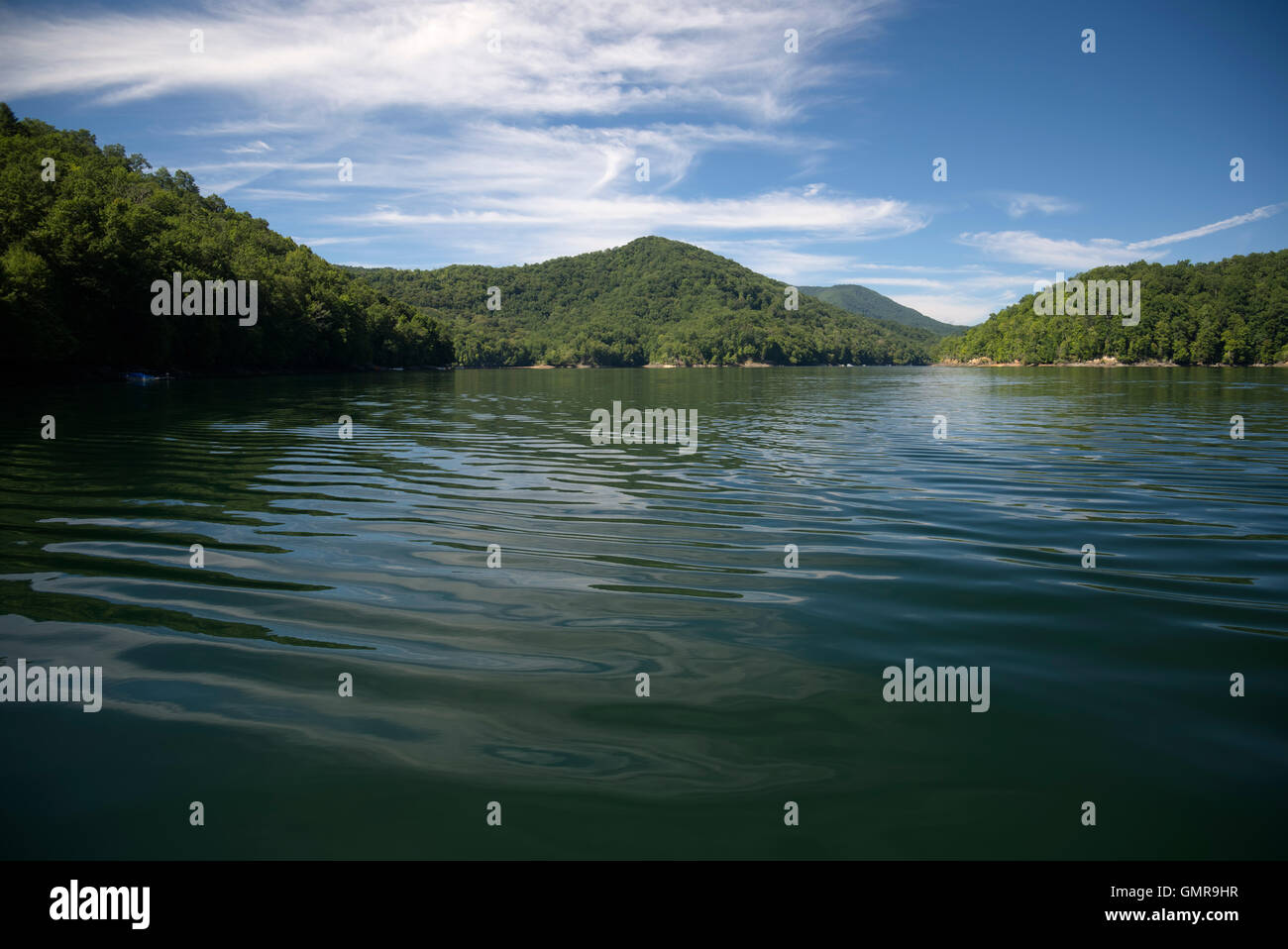 Scenic Nantahala Lake located in Macon County, North Carolina Stock