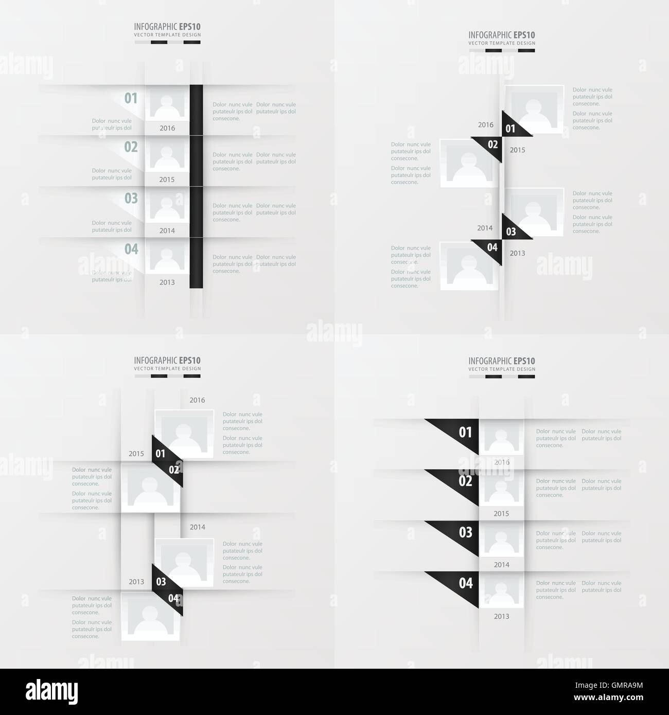 timeline vector design 4 item black and white color Stock Vector Image ...