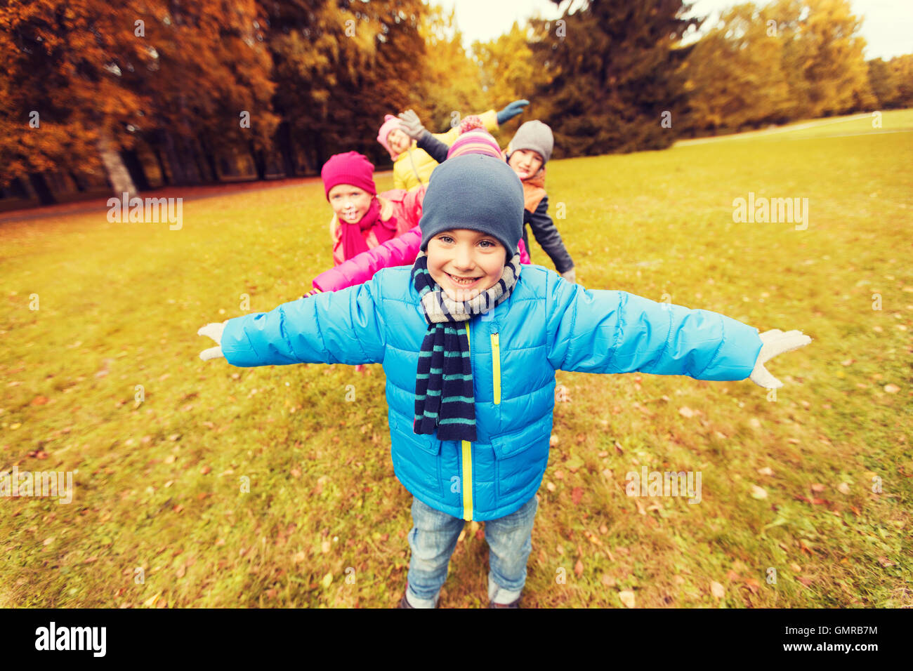happy little children playing planes outdoors Stock Photo - Alamy