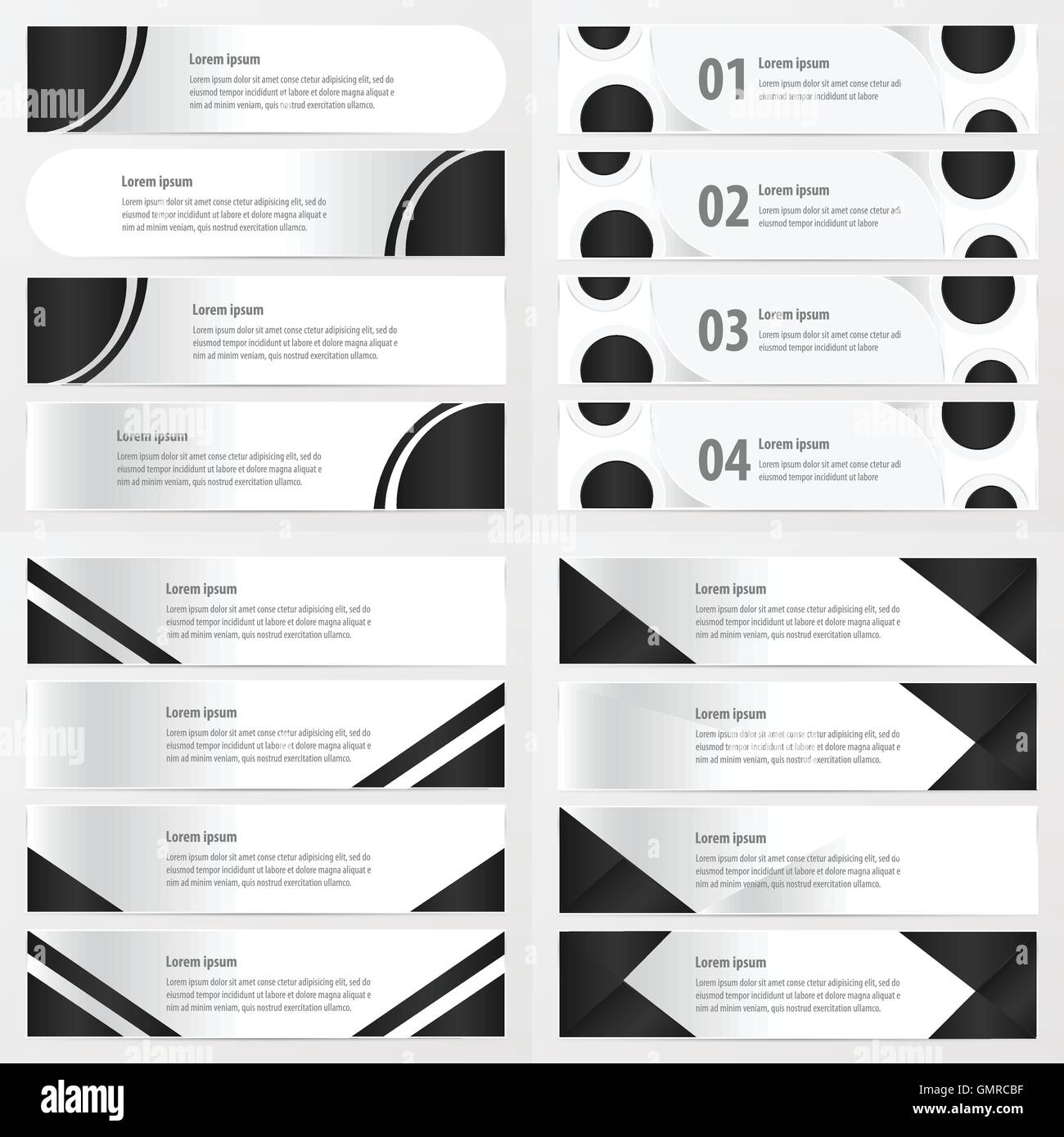 banner black and white color set 4 in 1 item Stock Vector Image & Art