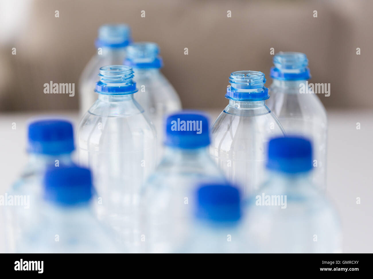 close up of plastic bottles with drinking water Stock Photo Alamy