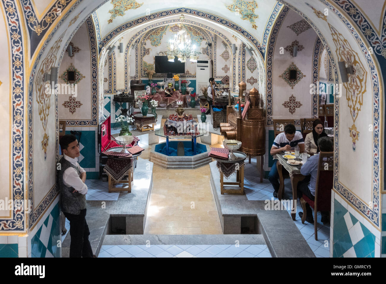 Traditional, expensive restaurant in the Grand Bazaar in Isfahan, Iran