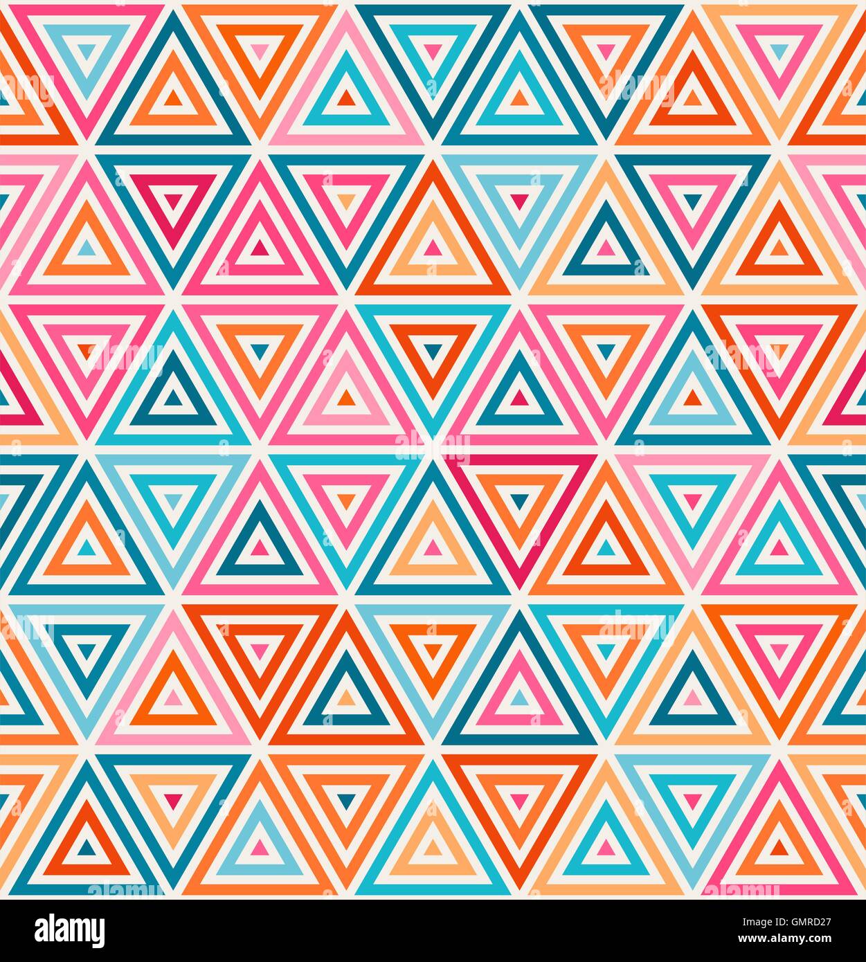 Vector Seamless Pink Orange Blue White Random Color Triangle Lines Grid Geometric Pattern Stock Vector