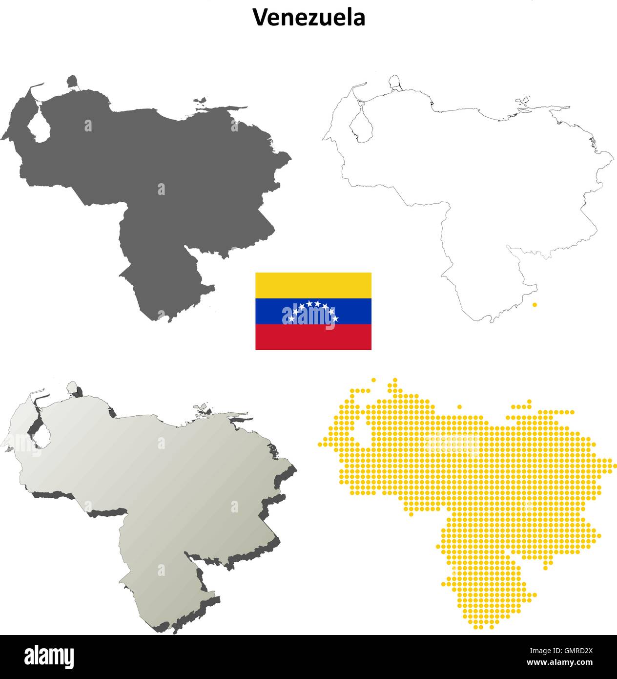 Venezuela outline map set Stock Vector