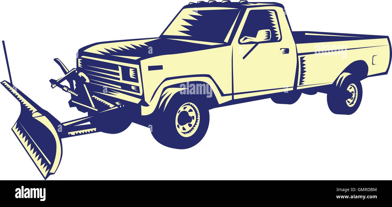 Snow Plow Truck Woodcut Stock Vector Image & Art Alamy