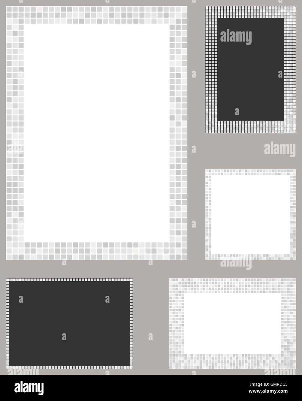 White pixel mosaic page layout border template set Stock Vector Image ...