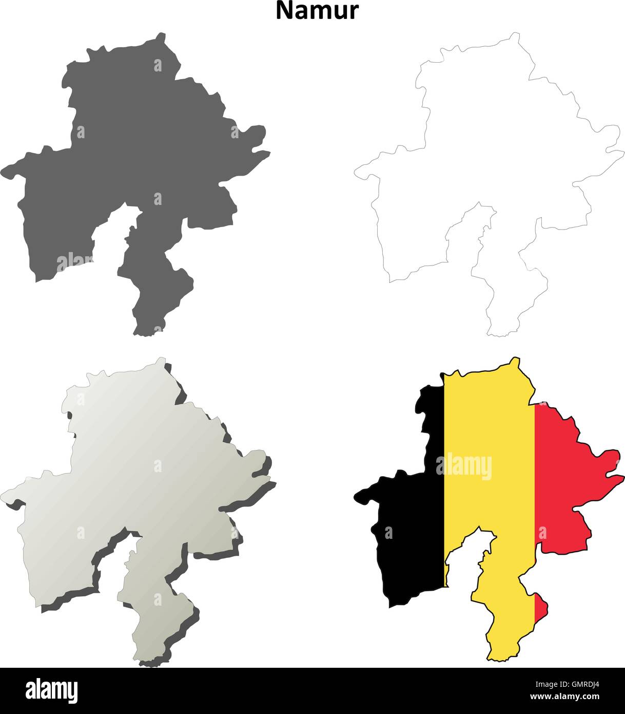 Namur outline map set - Belgian version Stock Vector
