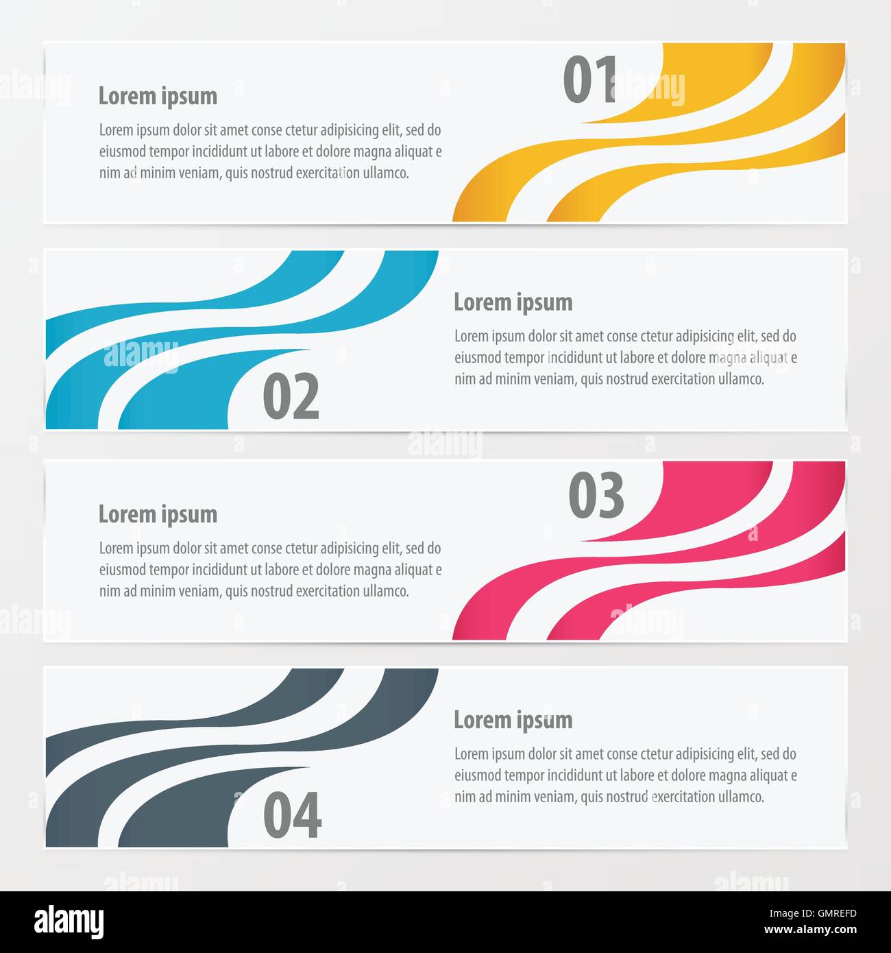design 4 item on banner template yellow, blue, pink color Stock Vector ...