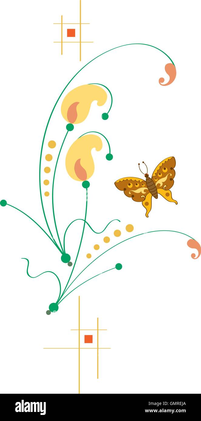 Butterfly On Flowers Stock Vector Image & Art - Alamy