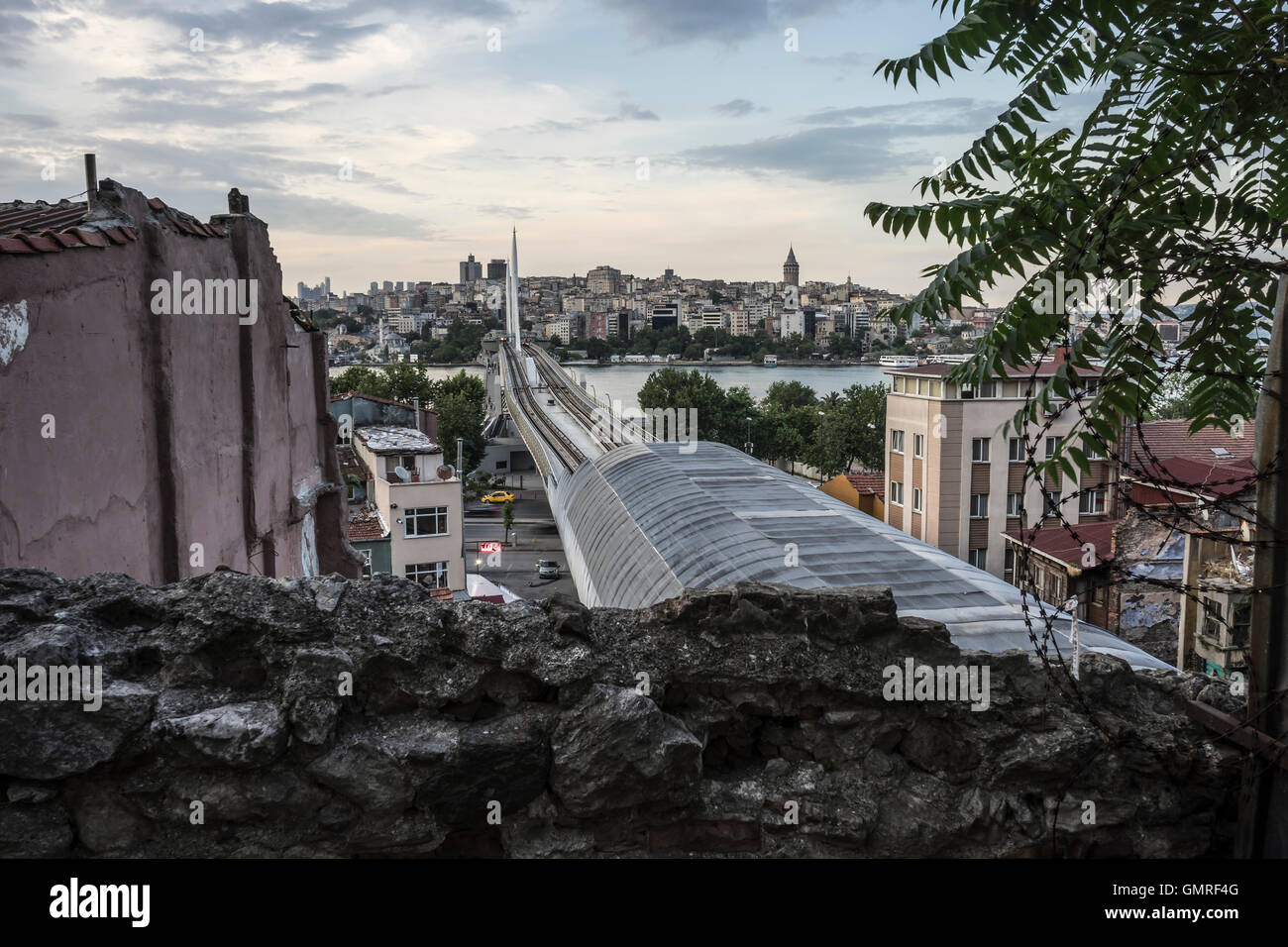 Railway bridge in Istanbul. Stock Photo