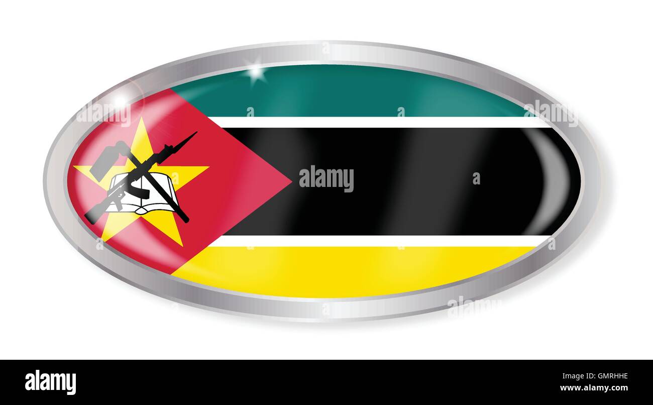 Mozambique Flag Oval Button Stock Vector