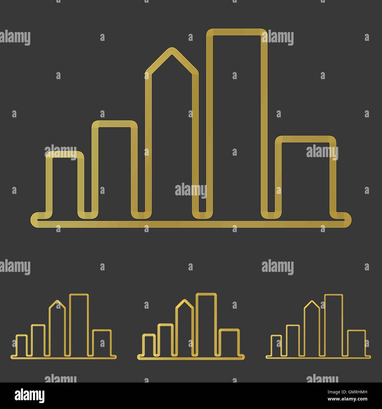 Golden line city logo design set Stock Vector Image & Art - Alamy