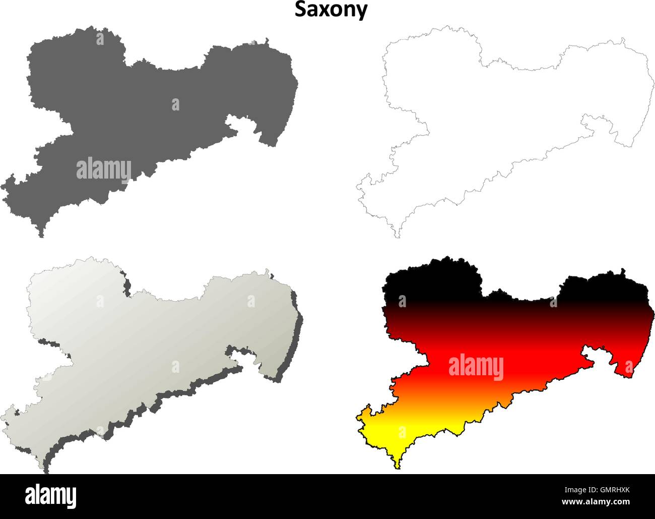 Saxony blank outline map set Stock Vector