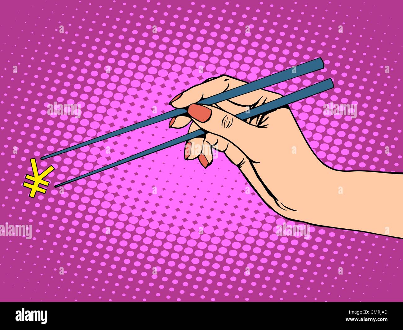 The Japanese yen and chopsticks Stock Vector