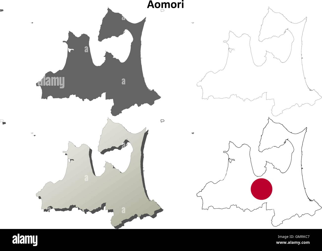 Aomori blank outline map set Stock Vector