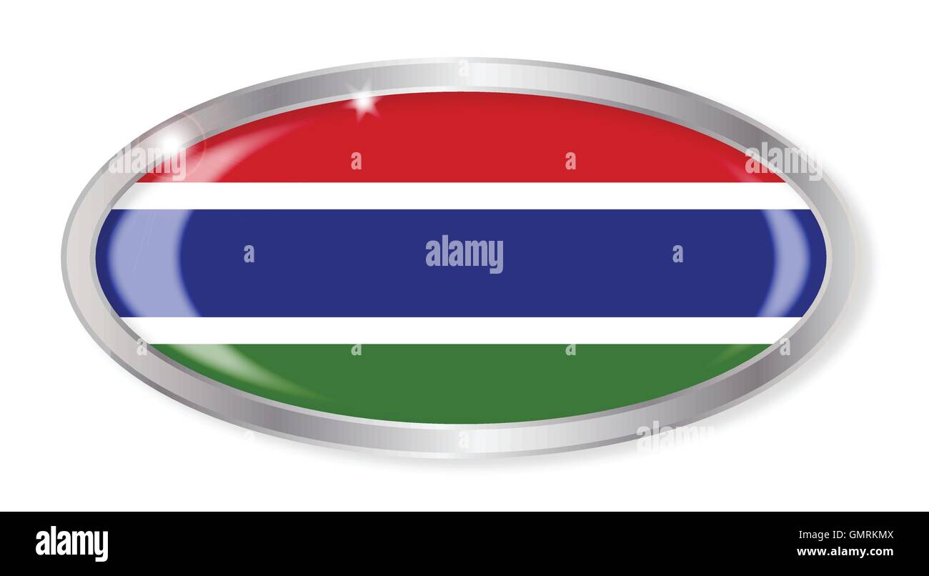 Gambian Flag Oval Button Stock Vector