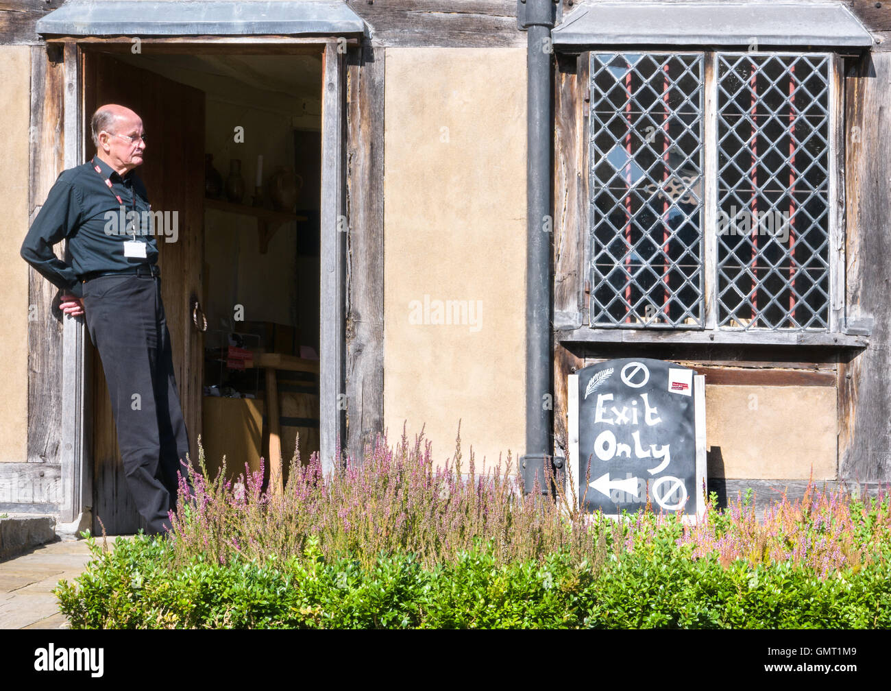 On guard at the house where William Shakespeare was born and lived until he left home, Stratford upon Avon, England. Stock Photo