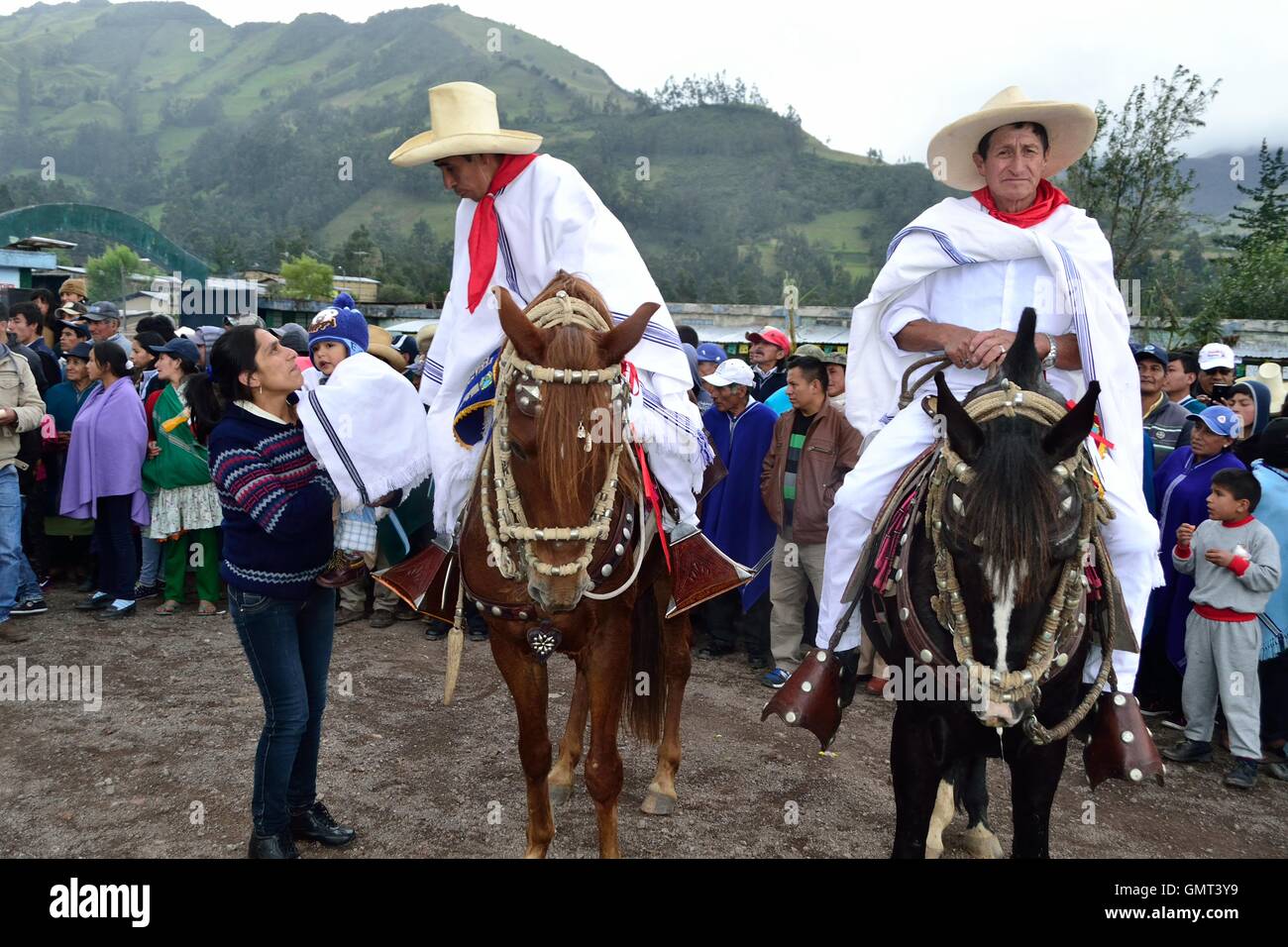 Competition paso fino horses - Agricultural fair - Fiestas de la Virgen del Carmen in Sapalache ' Las Huaringas '  - PERU Stock Photo