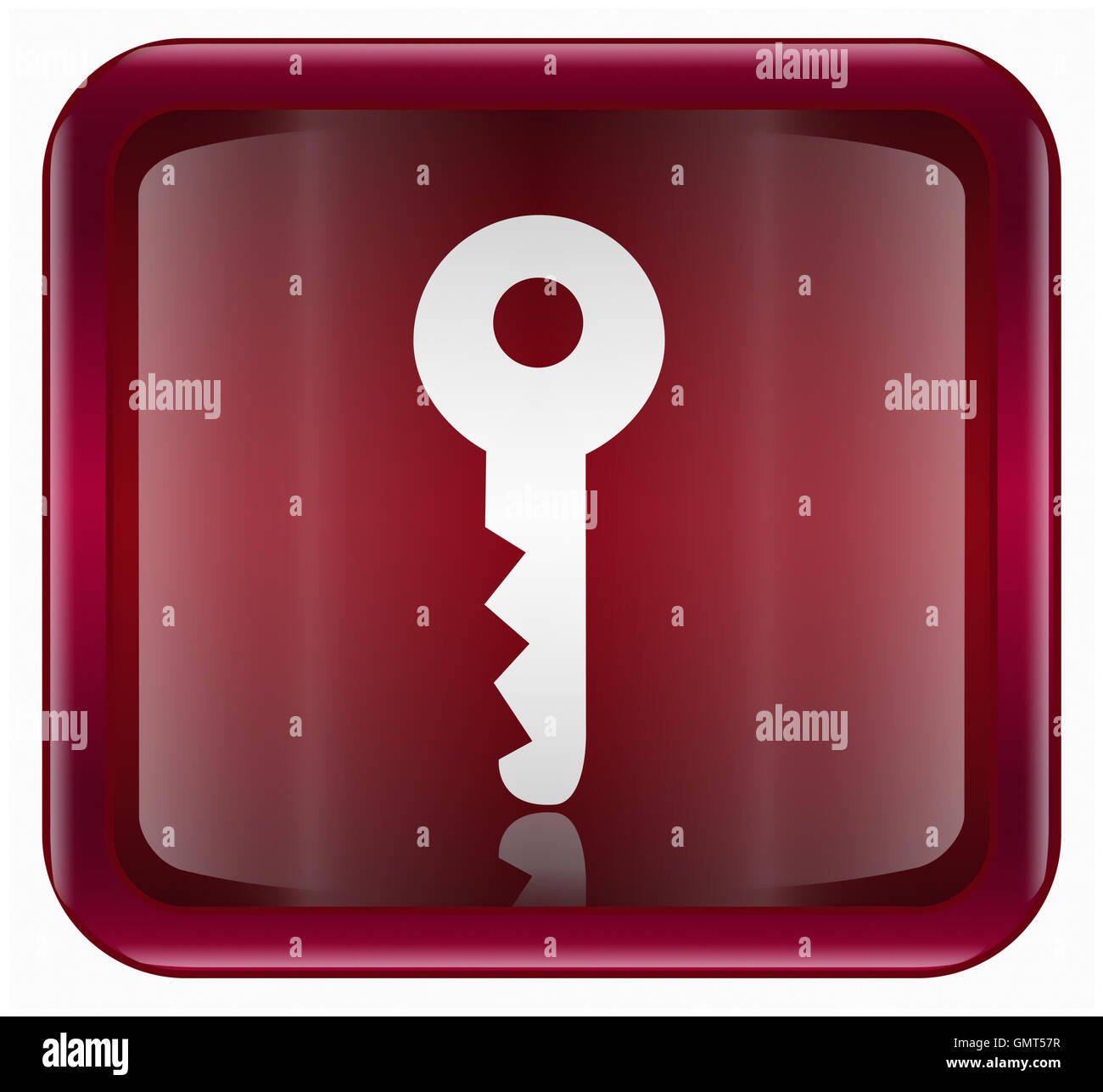 Key icon dark red, isolated on white background Stock Photo