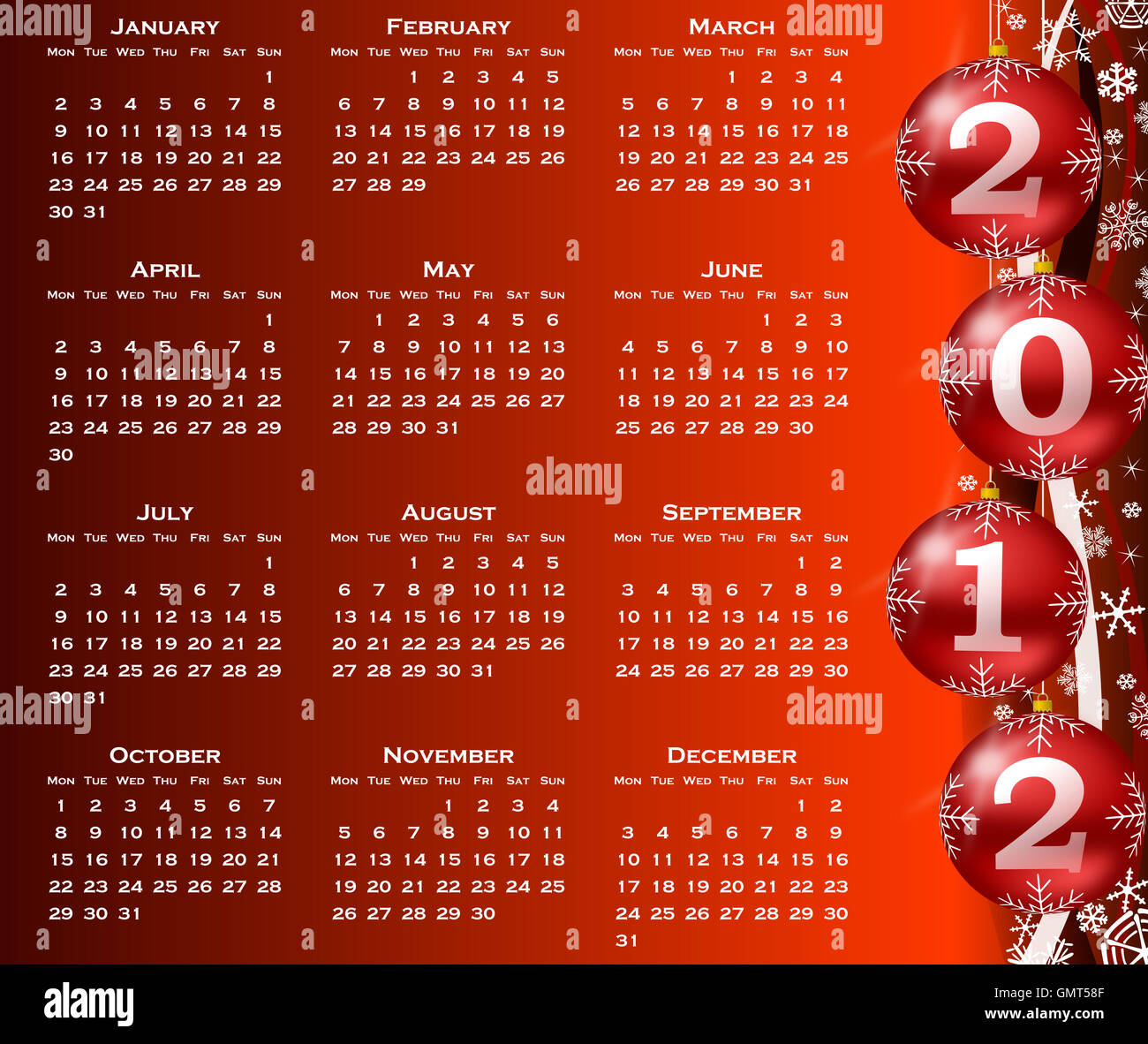 2012 year calendar Stock Photo