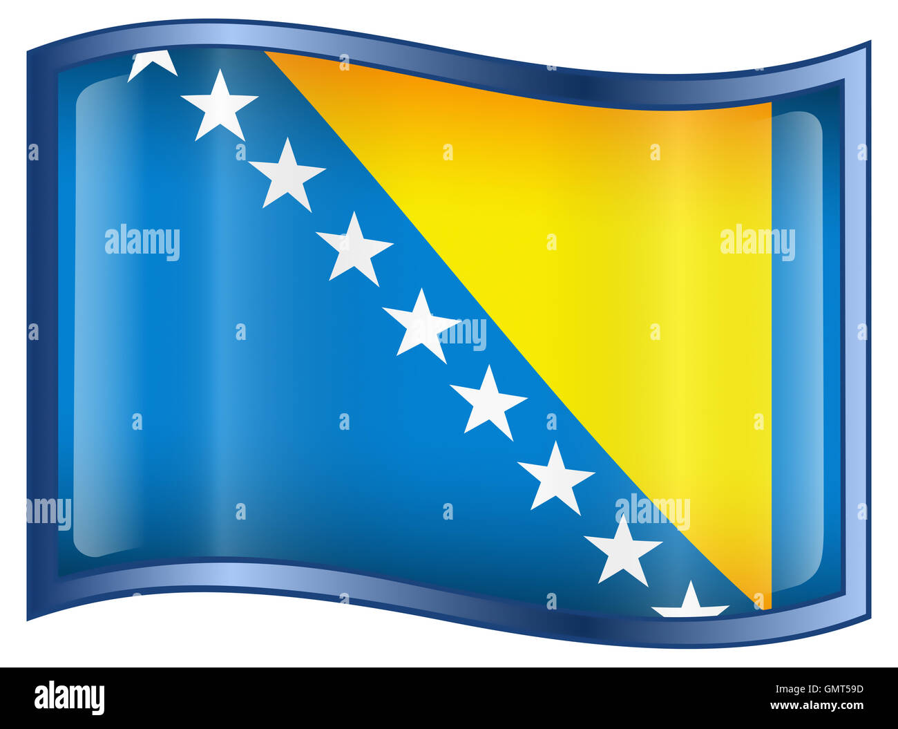 Bosnia and Herzegovina Flag icon. Stock Photo