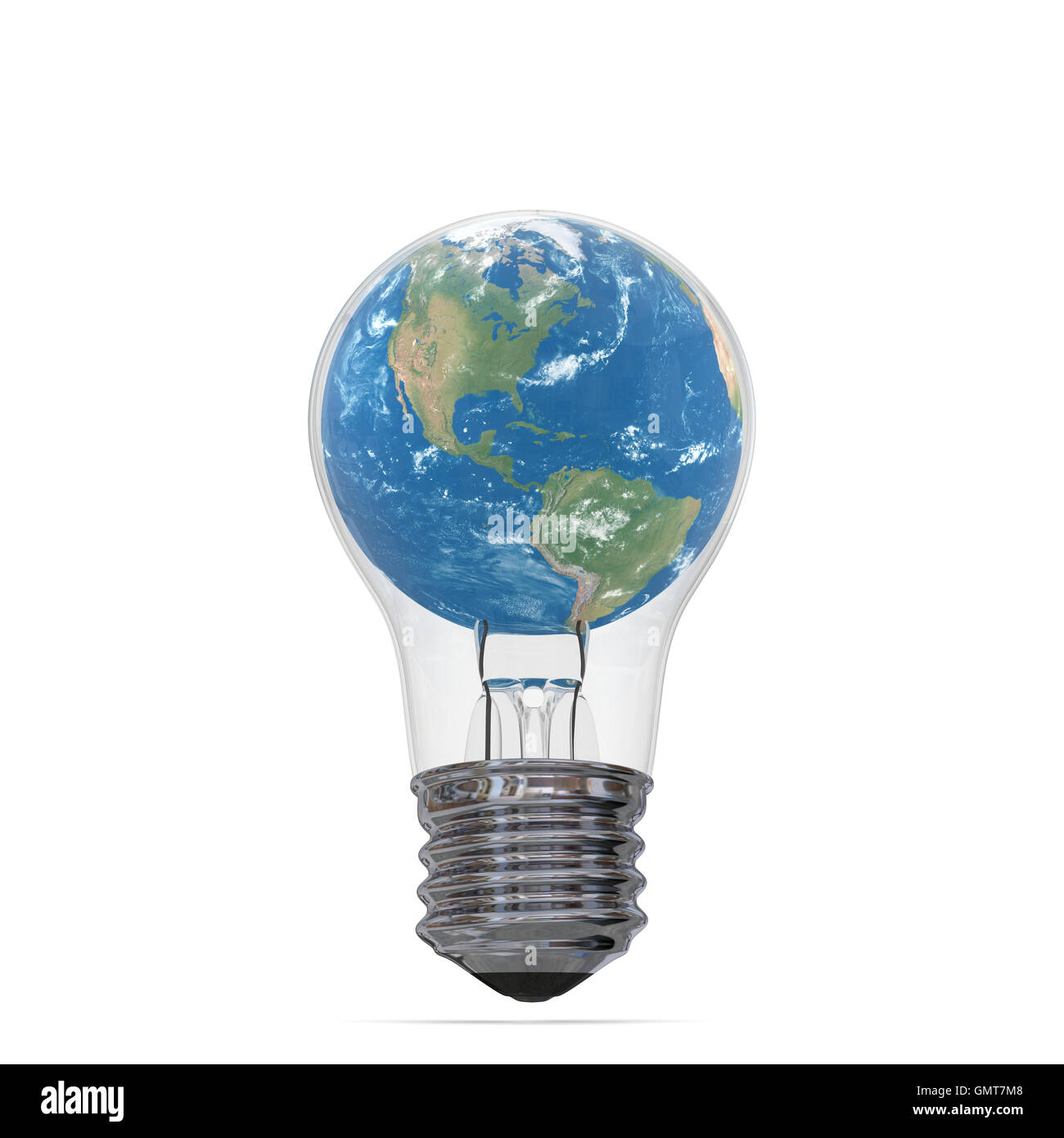 Planet Earth inside lightbulb Stock Photo