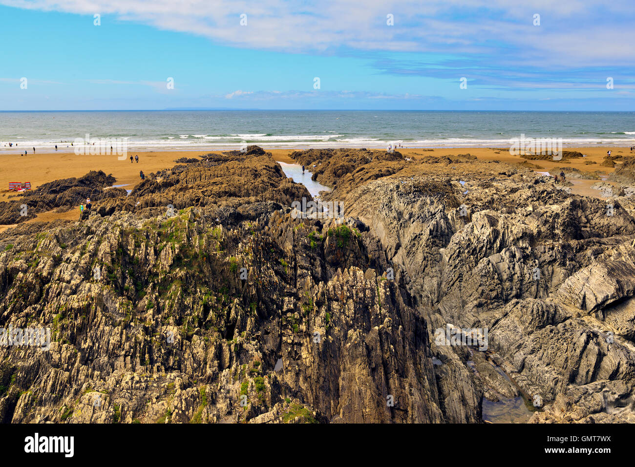 Rock Formations along Woolacombe Beach Stock Photo - Alamy