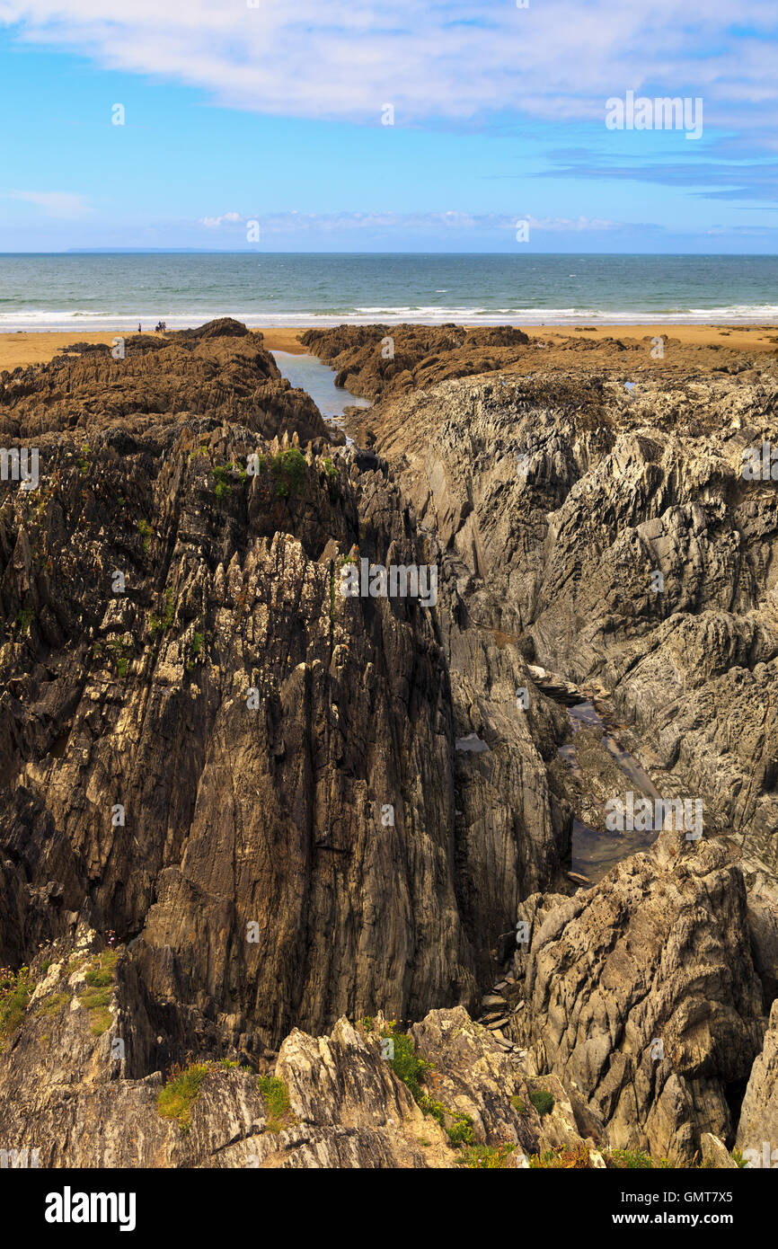 Rock Formations along Woolacombe Beach Stock Photo - Alamy