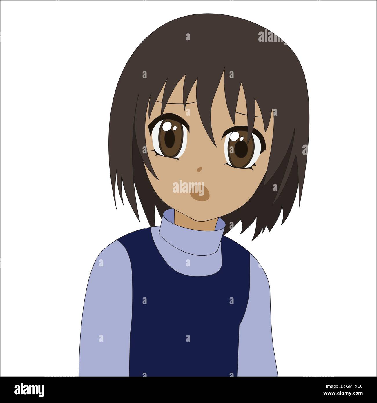 Cute Cartoon Anime Little Girl Stock Vector Image Art Alamy
