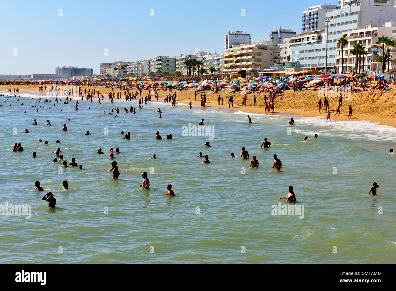Summer holidays at the beach Quarteira, Algarve, south Portugal Stock Photo
