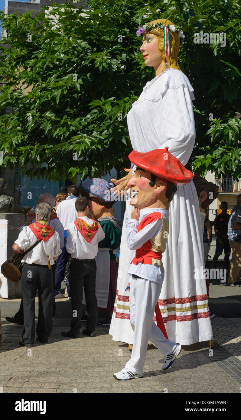 Parade of Gigantes y Cabezudos Giants and Big Heads at San Sebastian's annual Semana Grande feria  Basque Country Spain Stock Photo