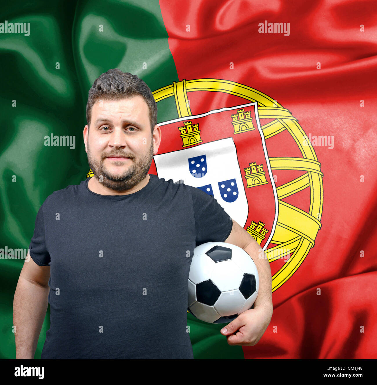 Proud football fan of Portugal Stock Photo