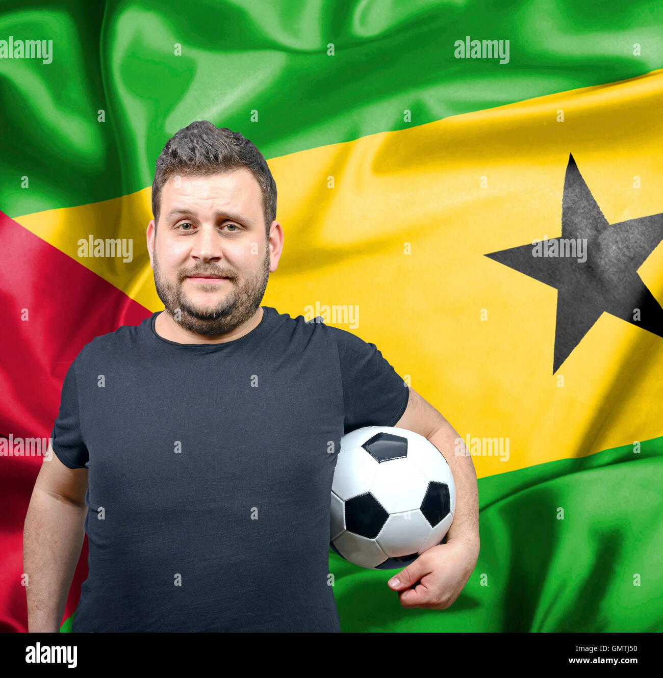 Proud football fan of Tome and Principe Stock Photo - Alamy