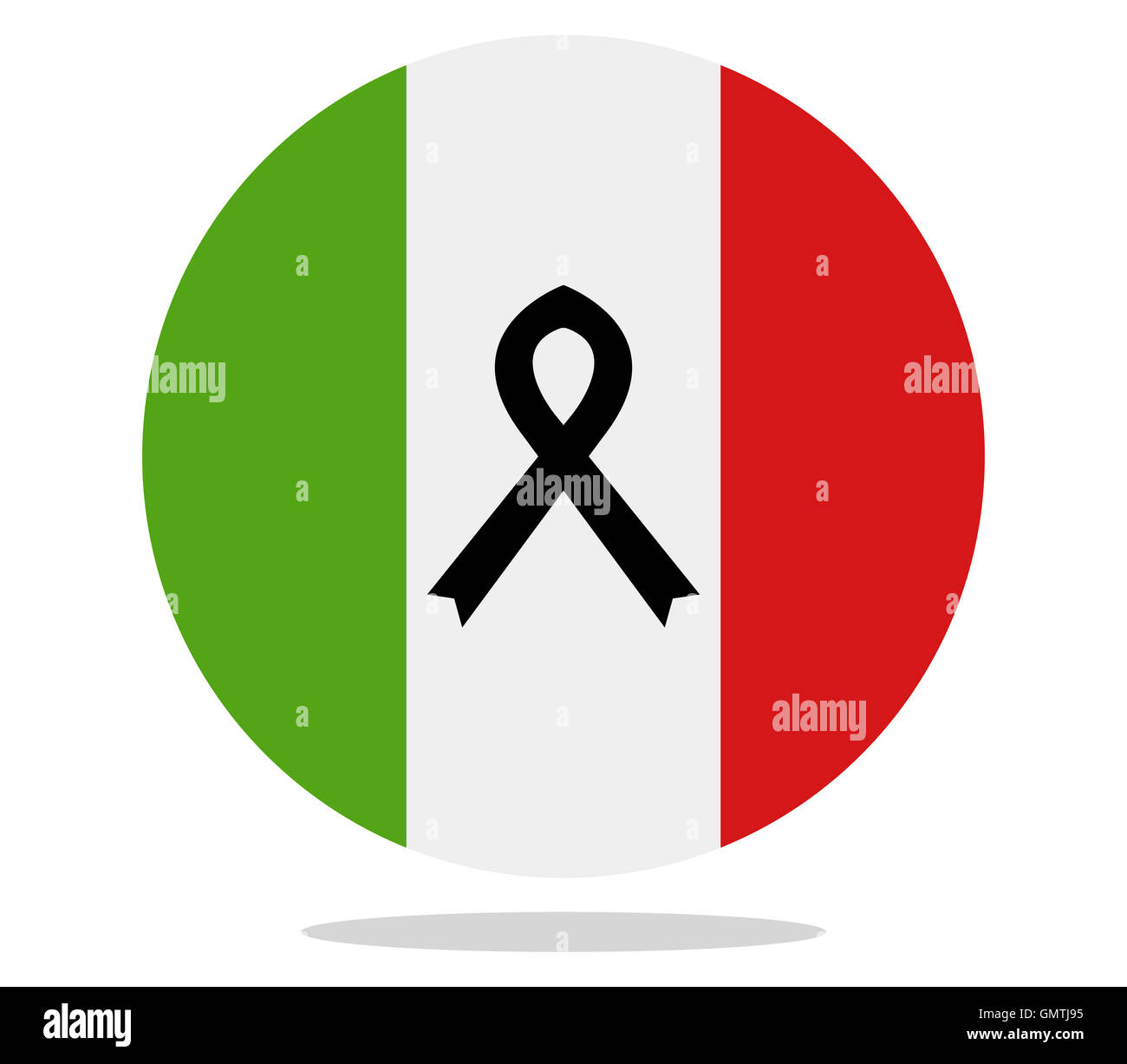 Italian flag with mourning ribbon Stock Photo - Alamy