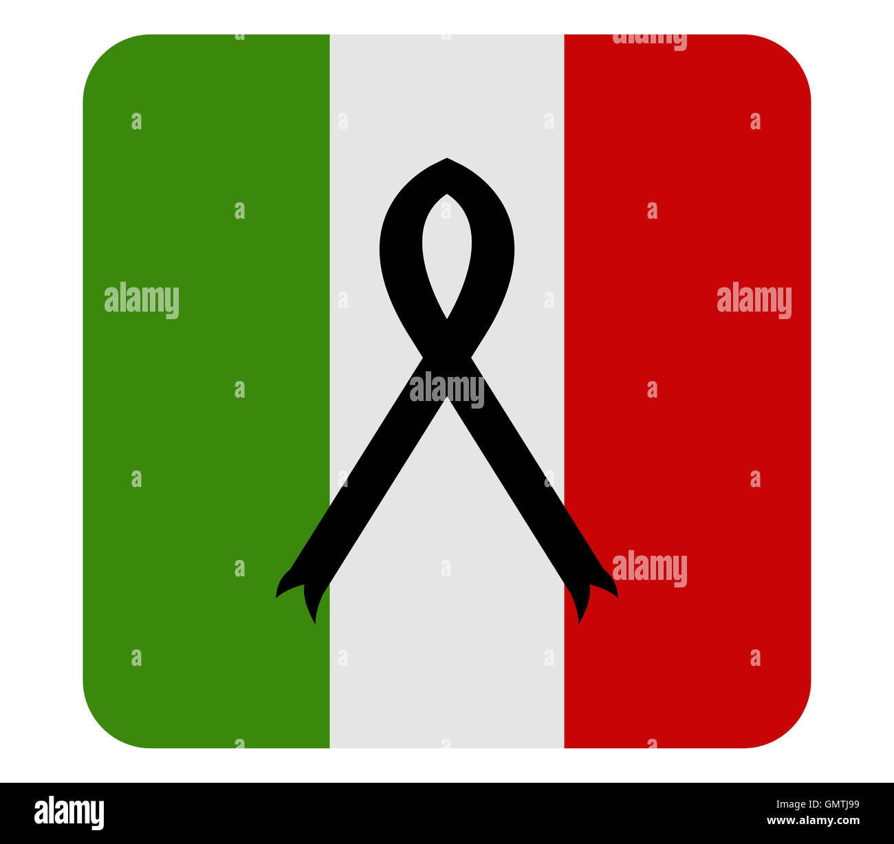 Italian flag with mourning ribbon Stock Photo - Alamy