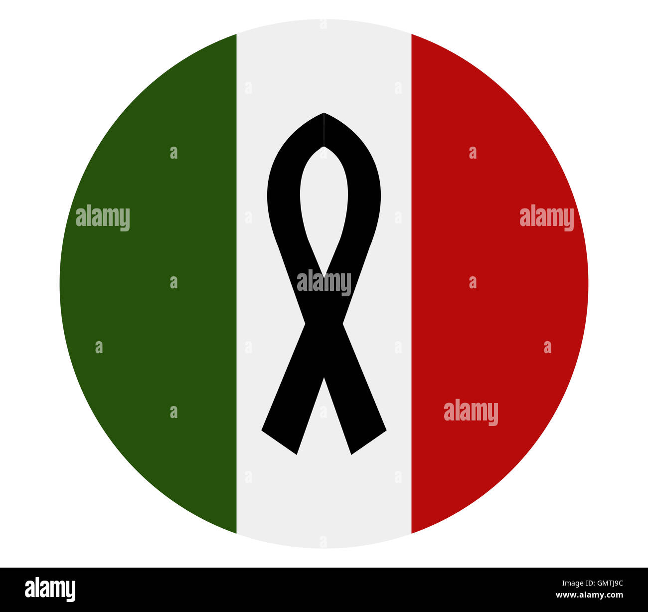 Italian flag with mourning ribbon Stock Photo - Alamy