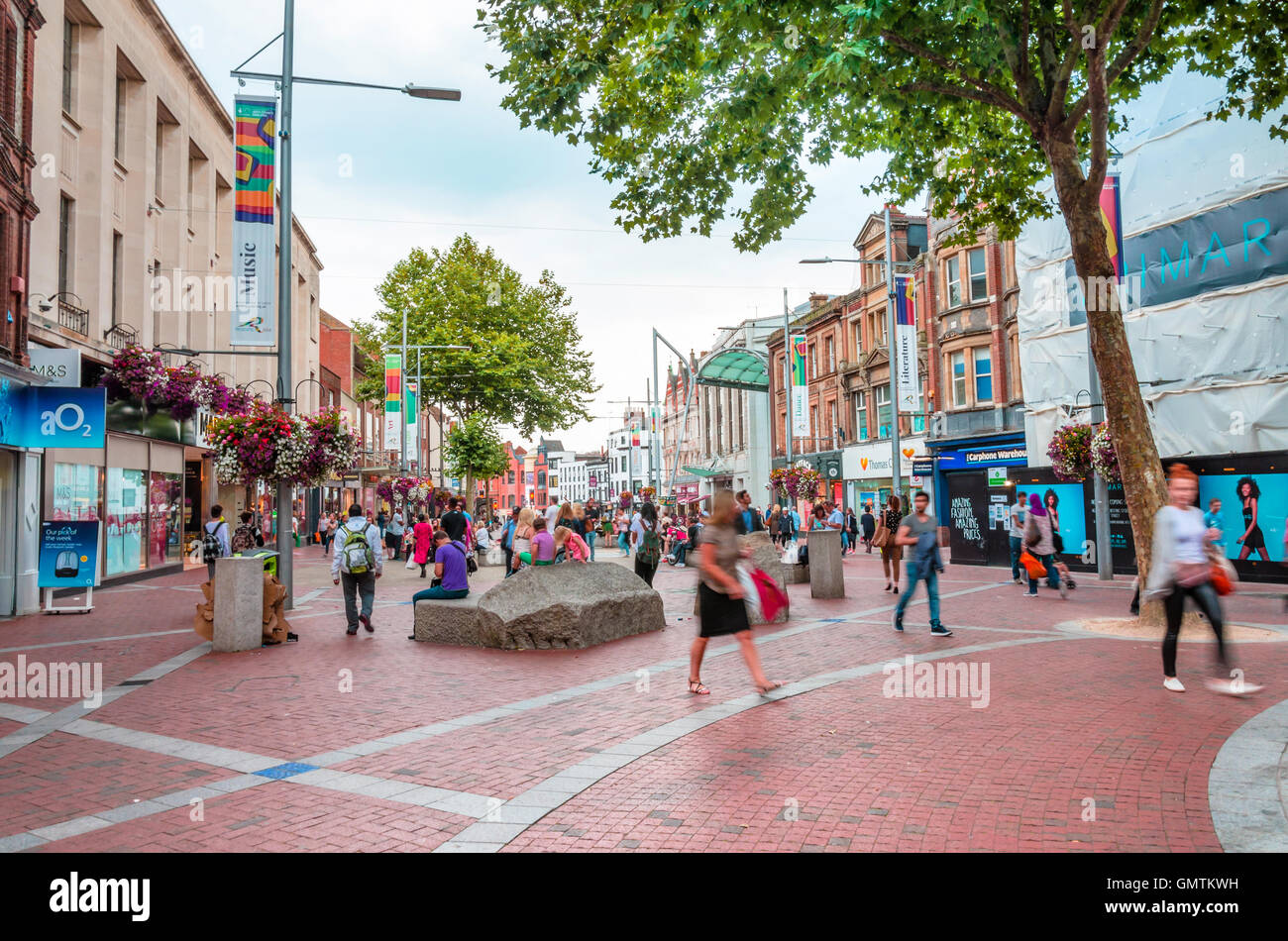Broad Street in Reading is the main shopping street in the town centre. Stock Photo