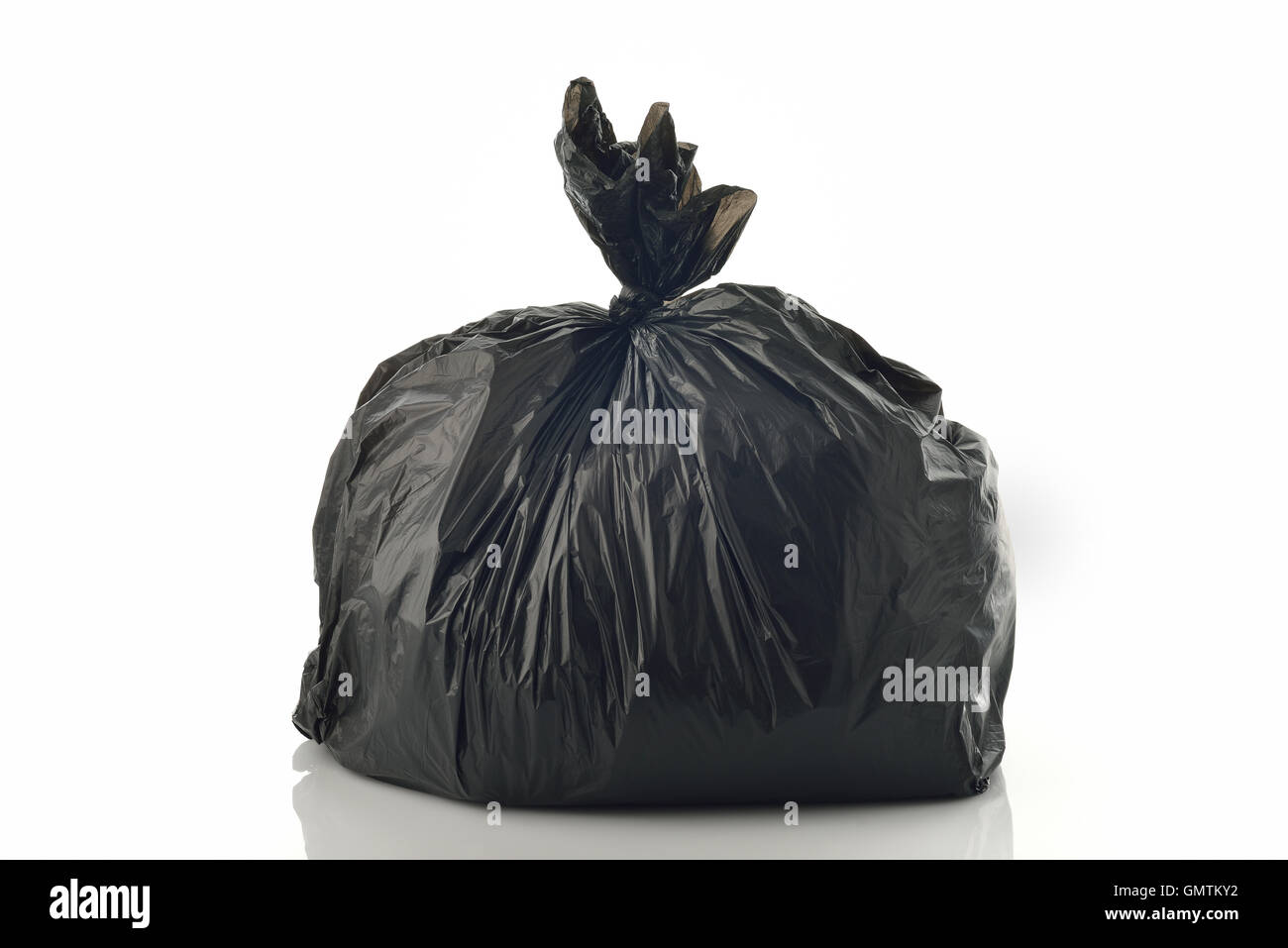 Black Garbage bag on White Background Stock Photo