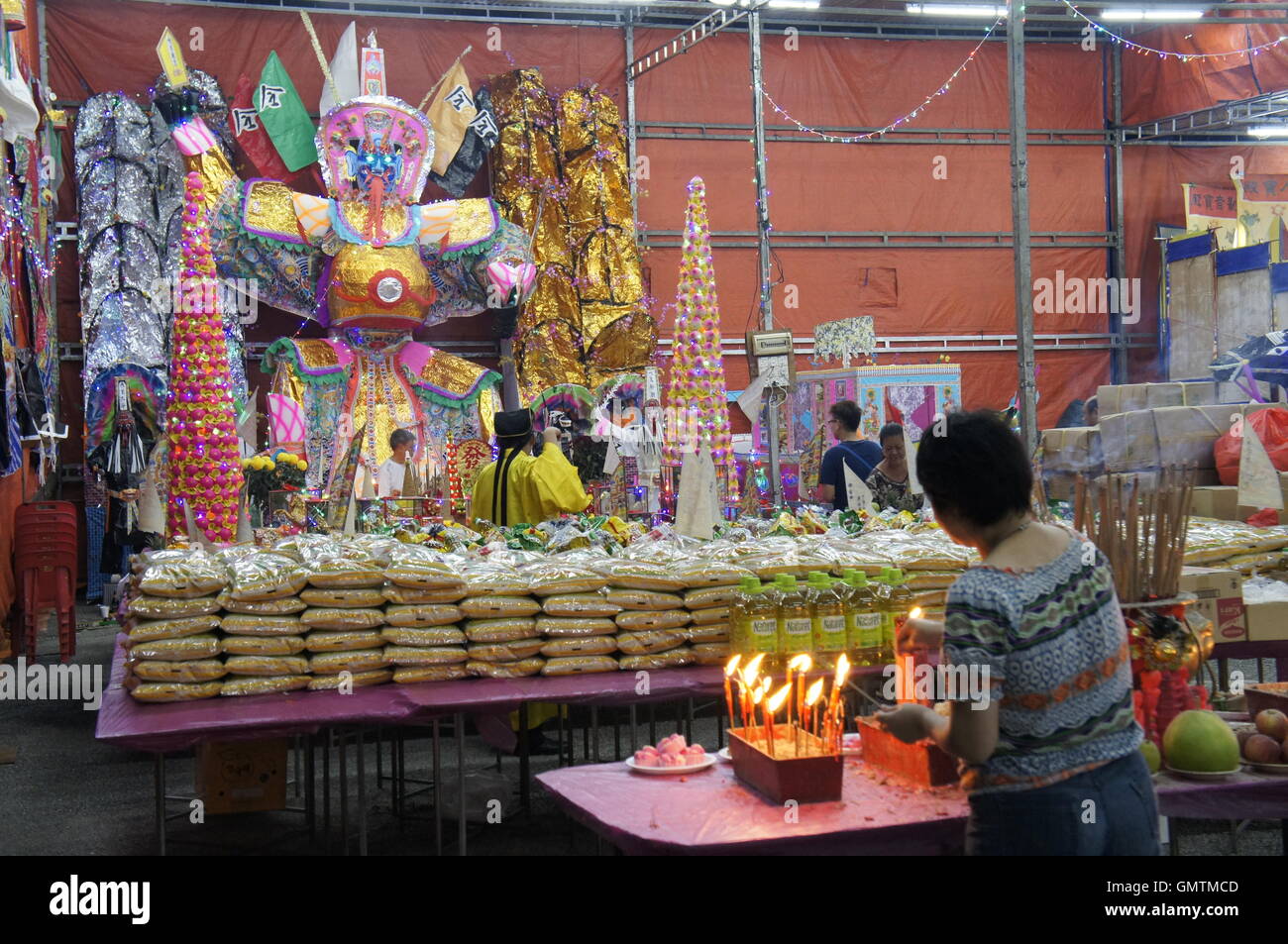 prayers offering to King of Hades, during Hungry Ghost Festival Stock