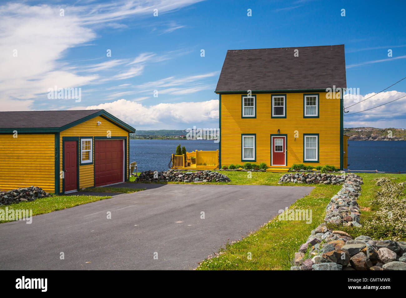 Colorful homes in Cupids, Newfoundland and Labrador, Canada Stock Photo Alamy
