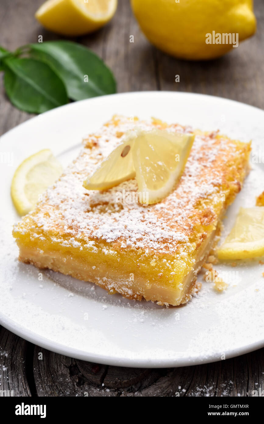 Dessert lemon pie on plate, fruit baking Stock Photo - Alamy