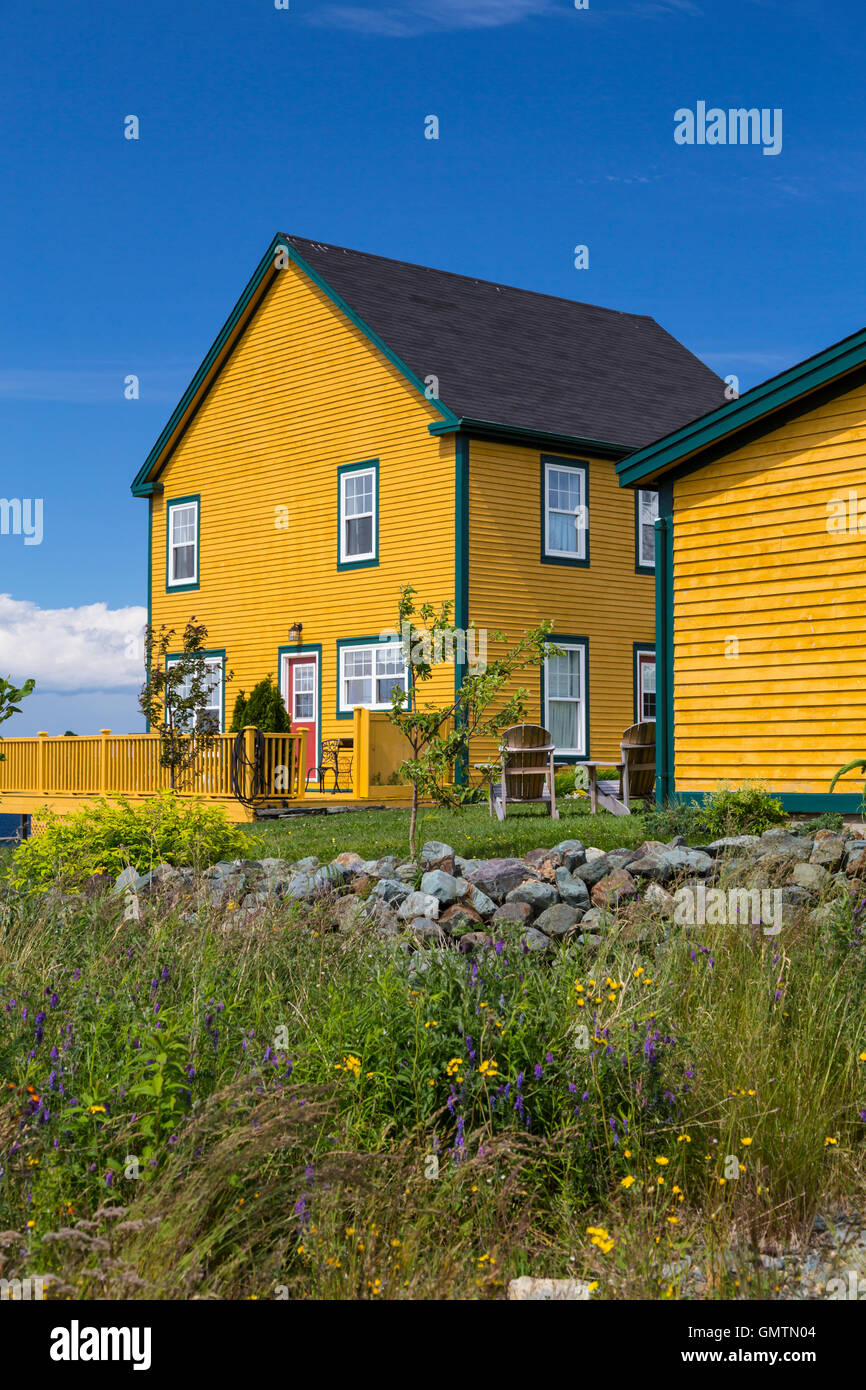 Colorful homes in Cupids, Newfoundland and Labrador, Canada Stock Photo