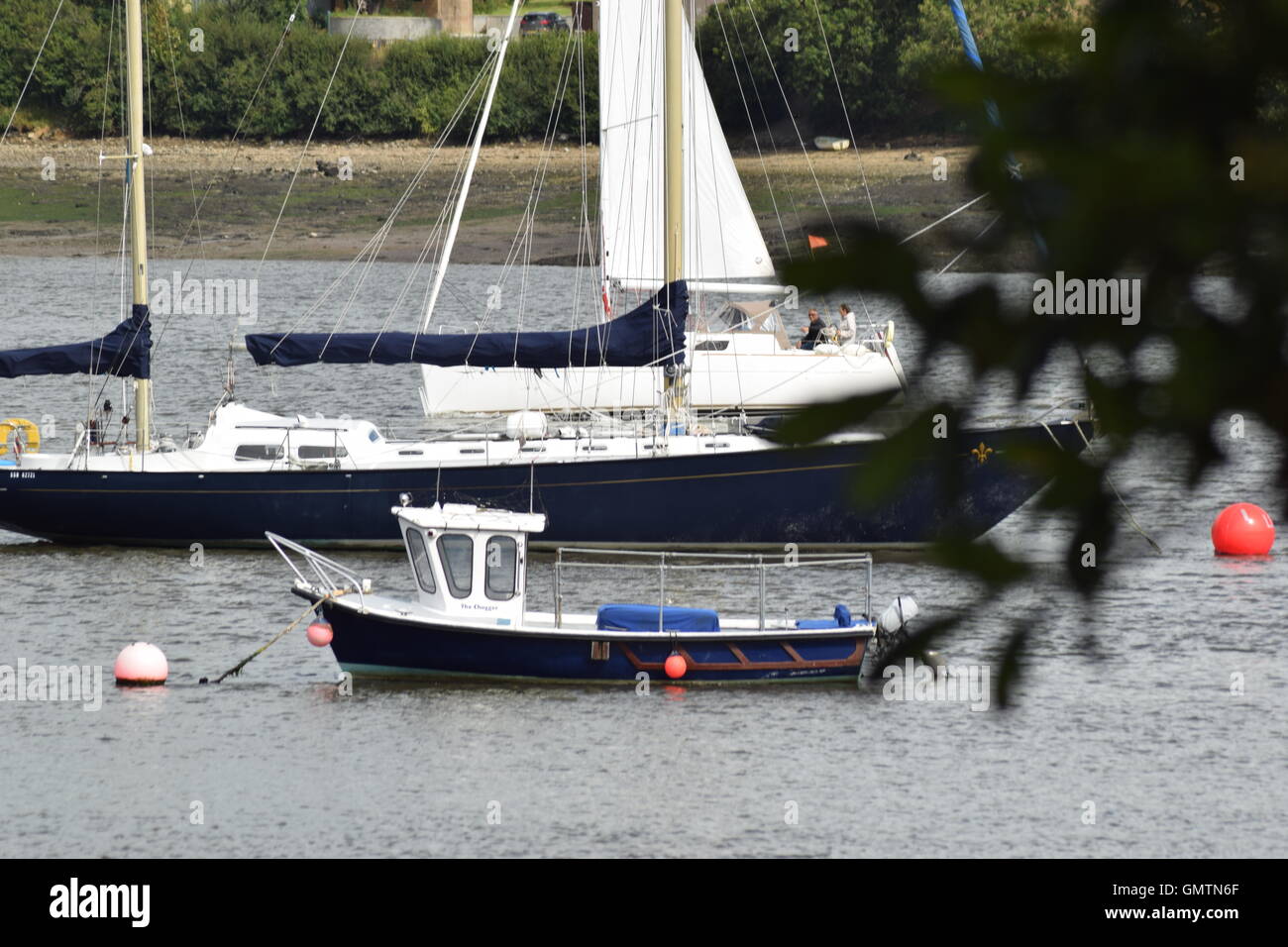 Yacht Boat on mooring Pembrokehire Coast West Wales Stock Photo Alamy