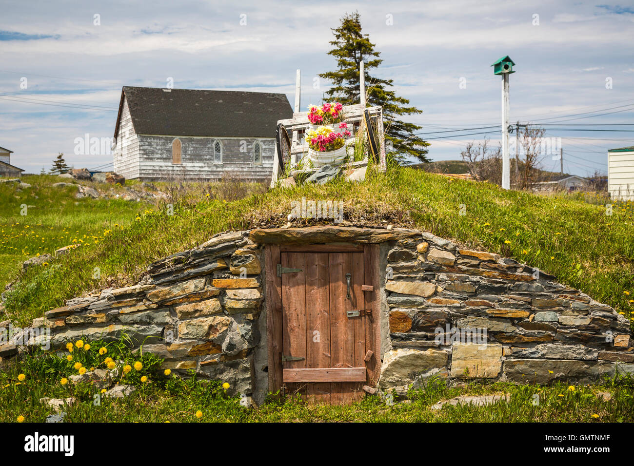 An inground root cellar at Elliston, Newfoundland and Labrador, Canada