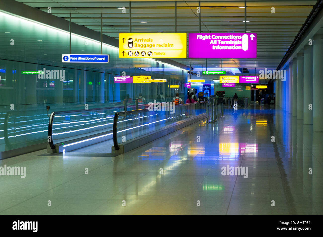 Heathrow Airport corridor / hall leading to arrivals after alighting