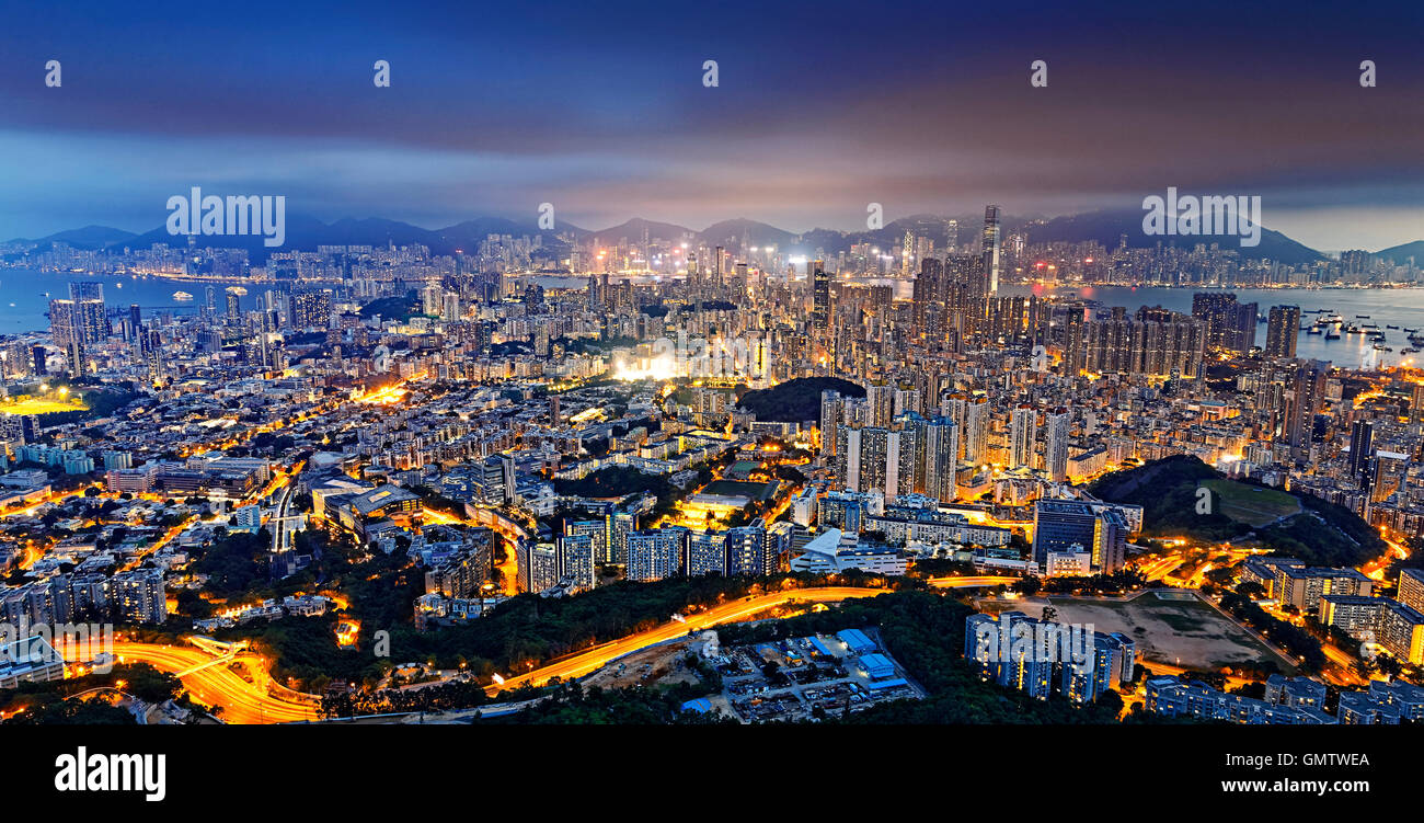 Residential building in Hong Kong at night Stock Photo - Alamy