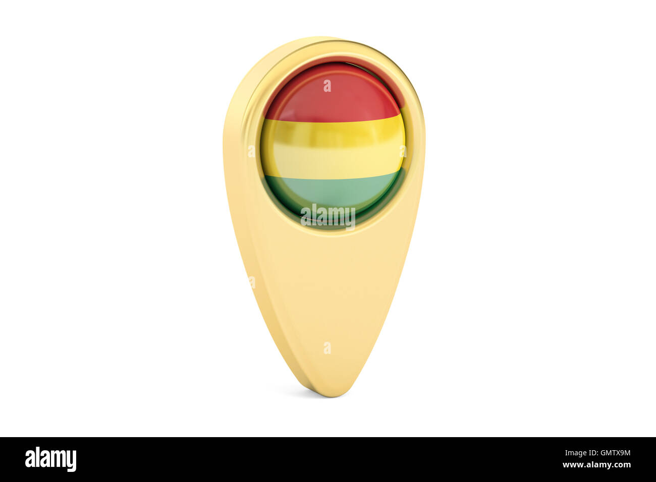 map pointer with flag of Bolivia, 3D rendering isolated on white ...
