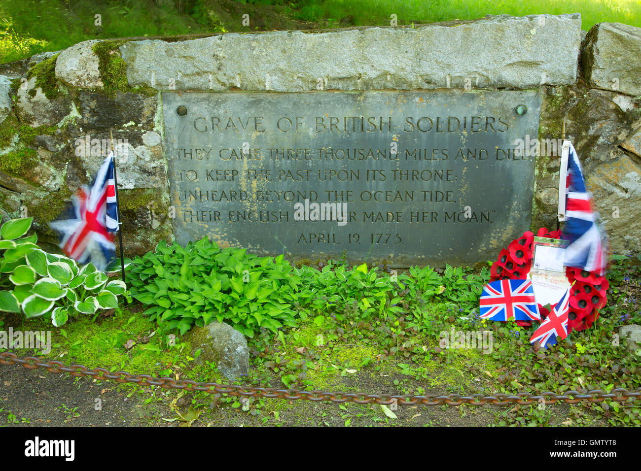 Grave of British Soldiers, Minute Man National Historical Park,  Massachusetts Stock Photo
